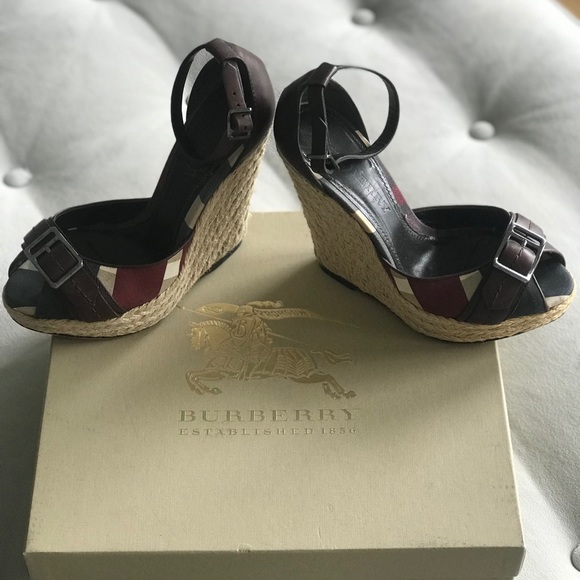Burberry wedge heel espadrilles size 37 - Picture 1 of 4